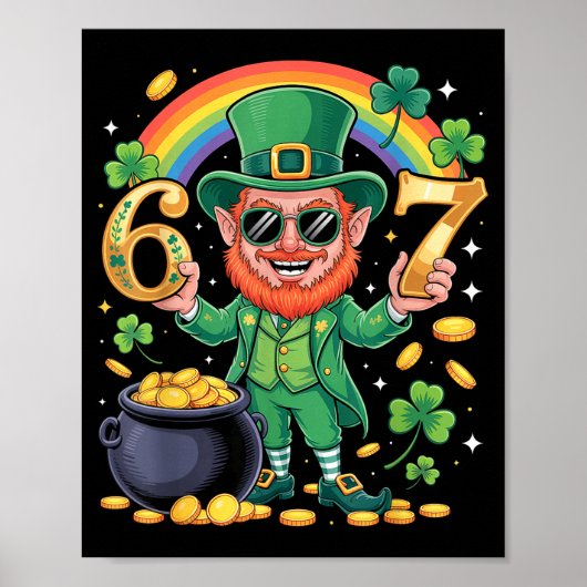 Poster 67 Six Seven Drôle 6 7 Mème Saint-Patrick Leprec (Devant)