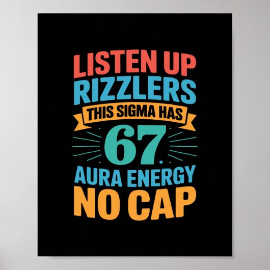 Poster 67 Six Seven Get Sendy Meme Design Funny 6 7 Sigma (Devant)