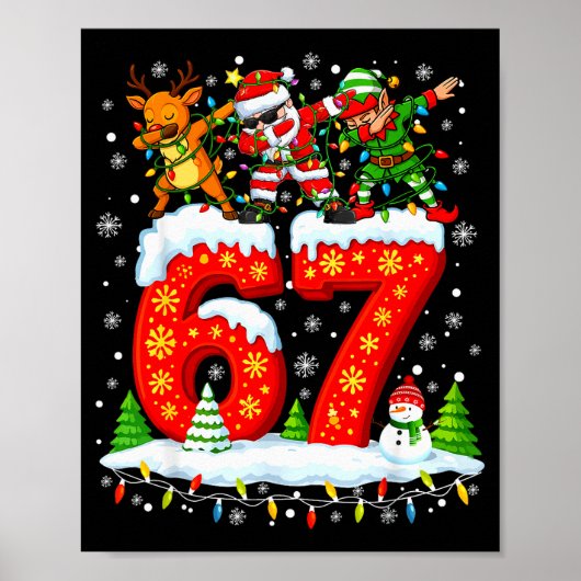 Poster 67 Six Seven Mème Génération Alpha Noël Santa Elfe (Devant)