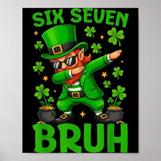 Poster 67 St-Patrick drôle Six Sept Mème Leprechaun (Devant)