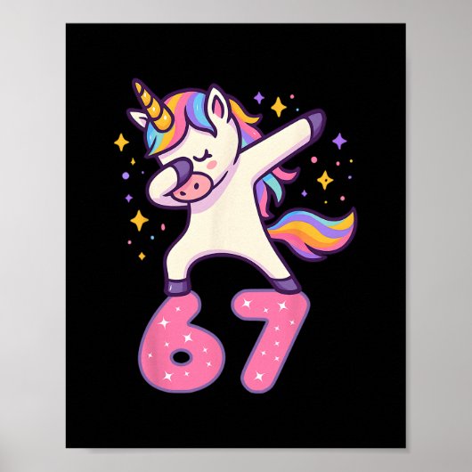 Poster 67 Unicorne Pour Les Filles Six Sept Mème Brainrot (Devant)