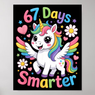 Poster 67e jour d'école 67 jours plus intelligent Licorne
