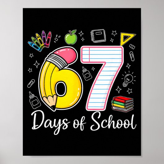 Poster 67th Day Of School 67 Six Seven Math Teacher Kids (Devant)