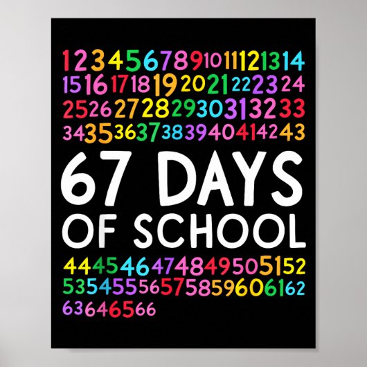 Poster 67th Day Of School Teacher Kids 67 Math Numbers 10 (Devant)