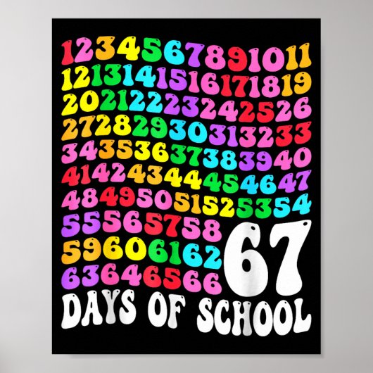 Poster 67th Day Of School Teacher Kids 67 Math Numbers 10 (Devant)