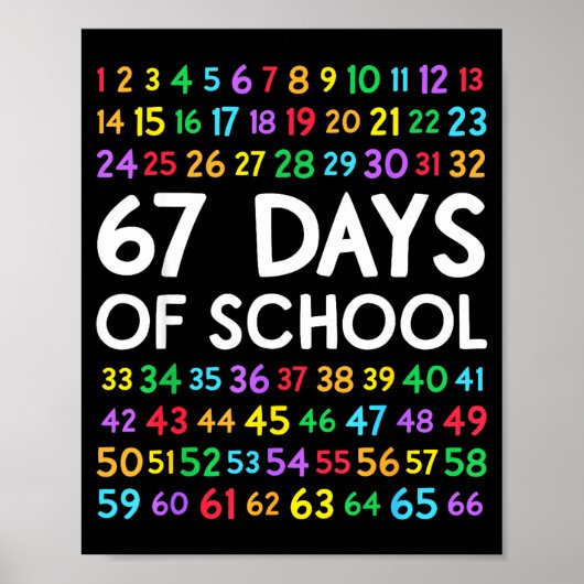 Poster 67th Day Of School Teacher Kids 67 Math Numbers 10 (Devant)