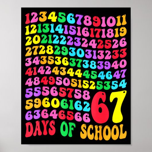 Poster 67th Day Of School Teacher Kids 67 Math Numbers 10 (Devant)