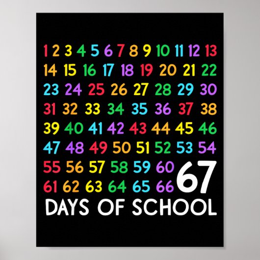 Poster 67th Day Of School Teacher Kids 67 Math Numbers 10 (Devant)