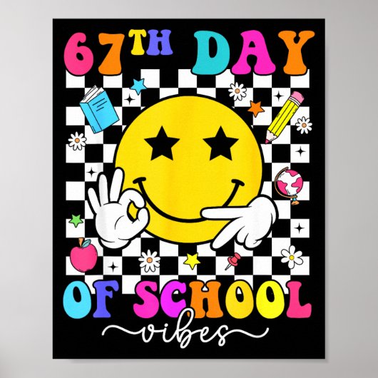 Poster 67th Day Of School Vibes 67 Meme Cute Smile Face T (Devant)