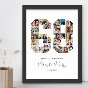 Poster 68e anniversaire Numéro 68 Photo personnalisée Col