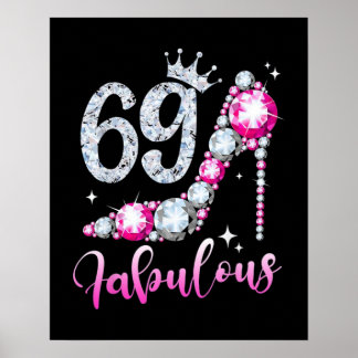 Poster 69e anniversaire Chaussures à talon élevé Diamant