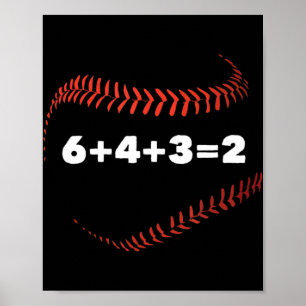 Poster 6+4+3=2 Jouer à deux joueurs de baseball