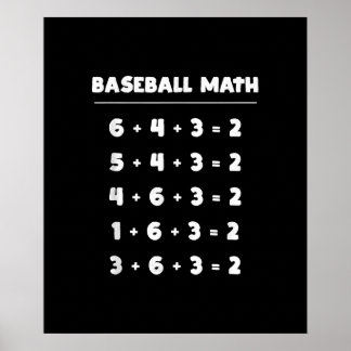 Poster 6 4 3 2 Maths de baseball - Jeu de softball à joue