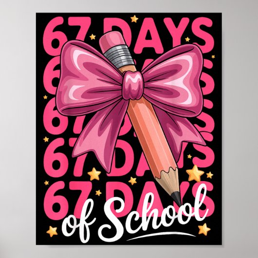Poster 6 7 Days Of School Girls Coquette Bow Cute Funny S (Devant)