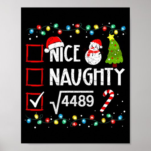 Poster 6-7 Meme Nice Naughty 67 Christmas Brain Rot Funny (Devant)