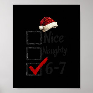 Poster 6-7 Mème Nice Naughty 67 Noël Drôle Brain Rot