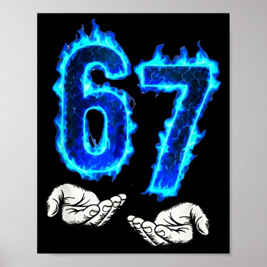 Poster 6 7 Meme Six Seven 67 Hands Meme Funny Men Girls B (Devant)