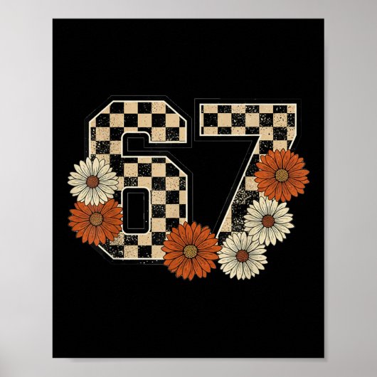 Poster 6 7 Retro Fall Meme Checkerboard Tee Haunted  (Devant)