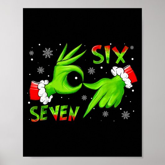 Poster 6 7 Six Seven Hand Gen Z Alpha Meme Slang Xmas Chr (Devant)