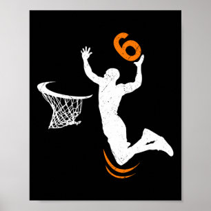Poster 6 ans Bysketbyll Dunk 6e anniversaire de fête garç