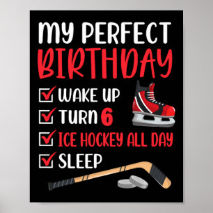 Poster 6 ans de hockey sur glace fête d'anniversaire 6e g