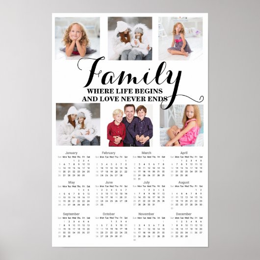 Poster 6 Devis Famille Portrait 2025 Calendrier (Devant)