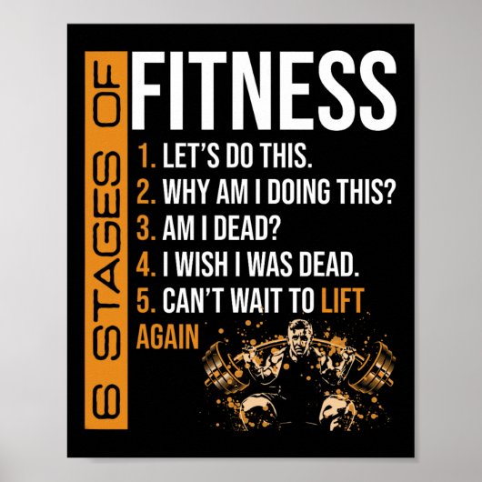 Poster 6 étapes de l'exercice de musculation Fitness (Devant)