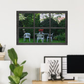 Poster 6 Fenêtre de volet rustique avec vue Jardin Po (Bureau à domicile)