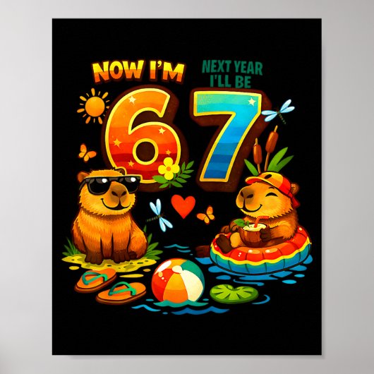 Poster 6 l'année prochaine sera 7 capybara 67 mème enfant (Devant)