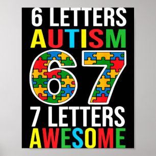 Poster 6 lettres autisme 7 lettres génial 67 autisme