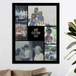 Poster 6 photo collage - arrière - plan noir - texte blan<br><div class="desc">6 photos dans un motif inégal entourent une ouverture pour trois lignes de texte. Utilisez 2 photos recadrées carrés et 4 photos verticales pour faire ce travail! L'arrière - plan est noir. Si vous voulez modifier les couleurs,  cliquez sur l'espace design avancé et voir plus de choix.</div>