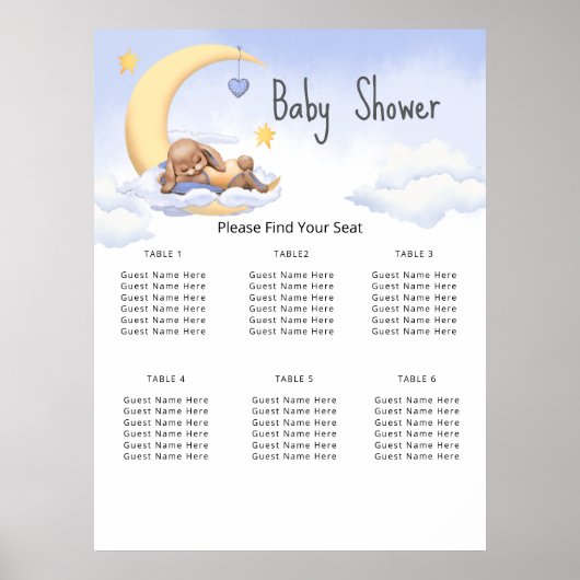 Poster 6 Table Baby Shower (Devant)