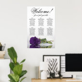 Poster 6 Table Élégant Rose Royal Violet Plan de Table (Bureau à domicile)
