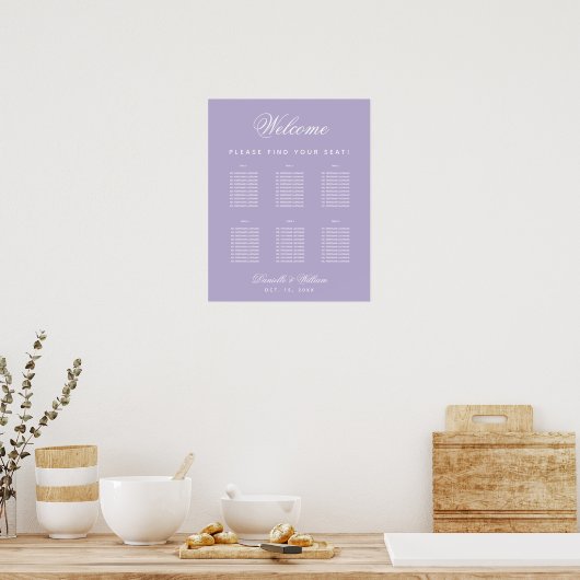 Poster 6 Tableaux Mariage Lavande Plat Plat Graphique (Cuisine)