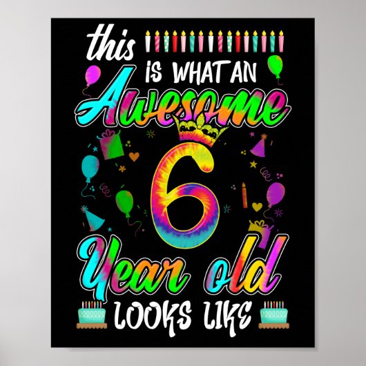 Poster 6e anniversaire Awesome 6 ans il ressemble (Devant)