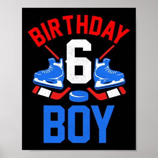 Poster 6e anniversaire pour filles garçons 6 ans de hocke (Devant)