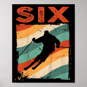 Poster 6e anniversaire Retro Ski Ski 6 ans Garçons Fille