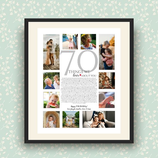 Poster 70 choses que nous aimons sur vous photo collage