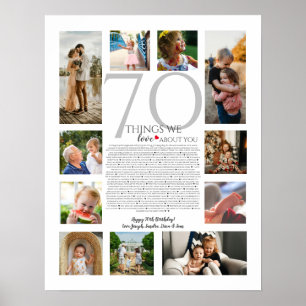 Poster 70 choses que nous aimons sur vous photo collage