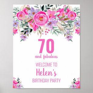 Poster 70 et fabuleux rose élégante fête d'anniversaire p