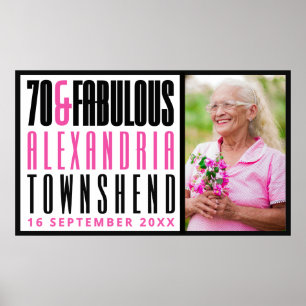 Poster 70 & Fabuleux Typographie Gras Photo 70e Anniversa
