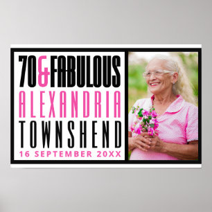 Poster 70 & Fabuleux Typographie Gras Photo 70e Anniversa