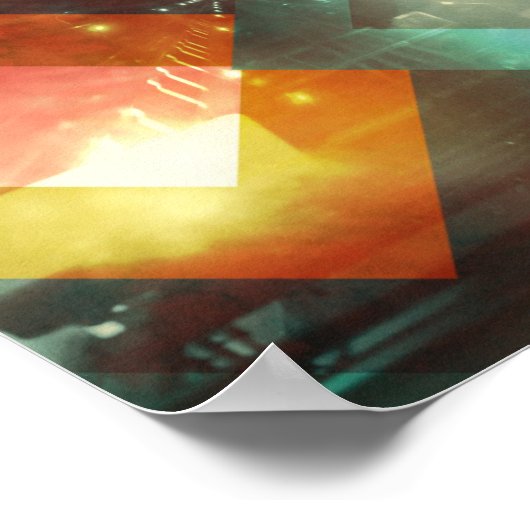 Poster 70 Orange Abstrait Techno Triangles (Coin)