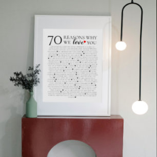 Poster 70 raisons pour lesquelles nous t'aimons 80e 60e 5