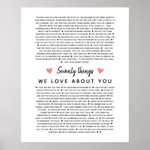 Poster 70 raisons pour lesquelles nous t'aimons cadeau d'