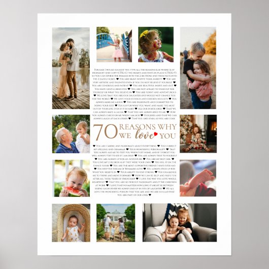 Poster 70 raisons pour lesquelles nous vous aimons 80e 60 (Devant)