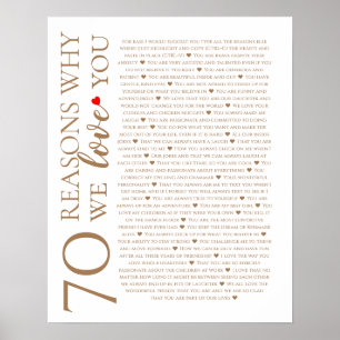 Poster 70 raisons pour lesquelles nous vous aimons 80e 60