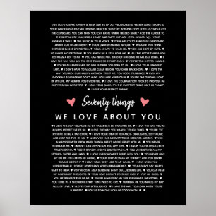 Poster 70 raisons pour lesquelles nous vous aimons cadeau