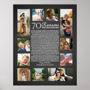 Poster 70 raisons pour lesquelles nous vous aimons cadeau