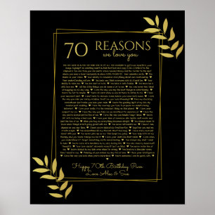 Poster 70 raisons pour lesquelles nous vous aimons feuill